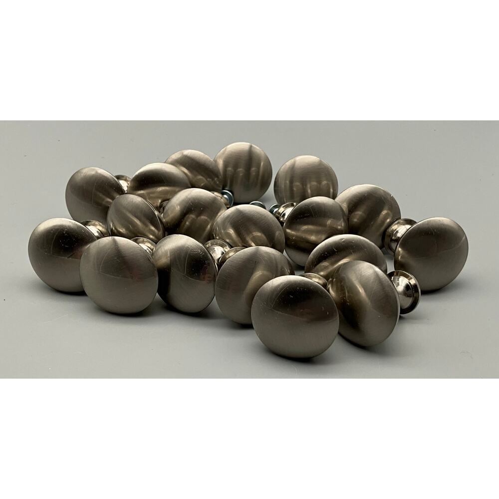 Replacement ~ Brushed Nickel Round Cabinet Door Hardware Pulls Set of 18